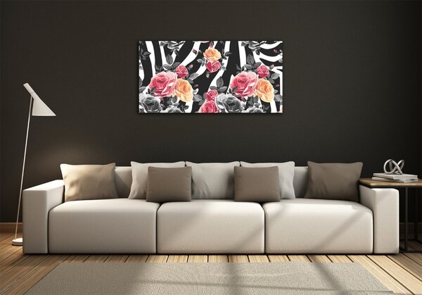 Fotoobraz na skle Růže pozadí zebra osh-172624973