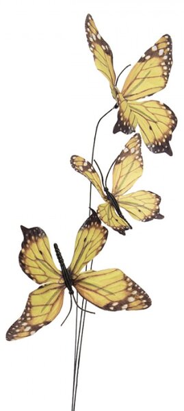 Žluto-černý dekorační zápich do květináče motýlci I – 67 cm