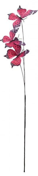 Fuchsiový dekorační zápich do květináče motýlci – 67 cm