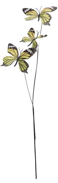 Žluto-černý dekorační zápich do květináče motýlci II – 67 cm