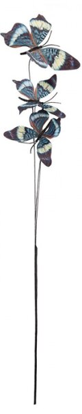 Modro-bílý dekorační zápich do květináče motýlci – 67 cm