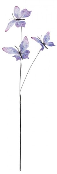 Fialový dekorační zápich do květináče motýlci II – 67 cm