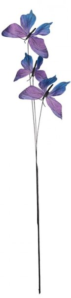 Fialovo-modrý dekorační zápich do květináče motýlci – 67 cm