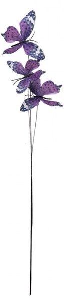 Fialový dekorační zápich do květináče motýlci s očky III – 67 cm