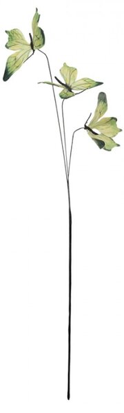 Zluto-zelený dekorační zápich do květináče motýlci – 67 cm