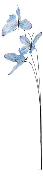 Modrý dekorační zápich do květináče motýlci III – 67 cm