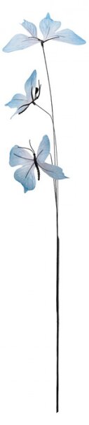 Modrý dekorační zápich do květináče motýlci I – 67 cm