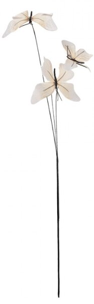 Bílý dekorační zápich do květináče motýlci II – 67 cm