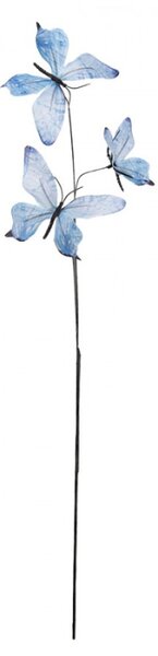 Modrý dekorační zápich do květináče motýlci II – 67 cm