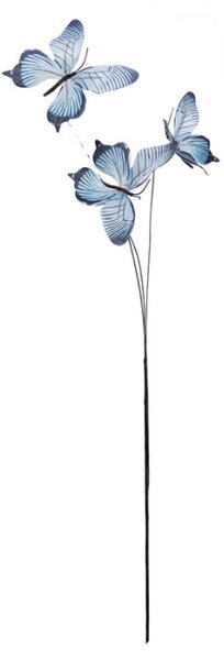 Modrý dekorační zápich do květináče motýlci IV – 67 cm