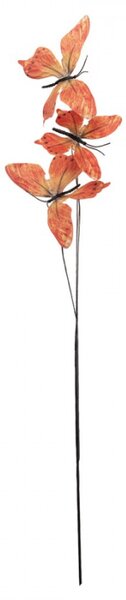 Oranžový dekorační zápich do květináče motýlci II – 67 cm