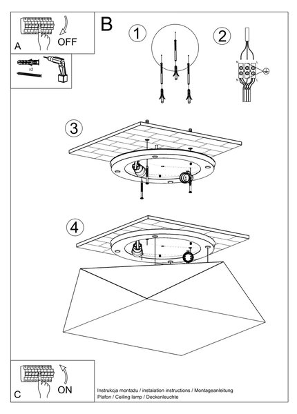 Sollux Lighting Stropní svítidlo HEXA 35 černé