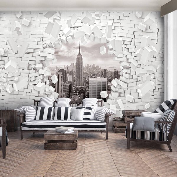 Fototapeta - New York a 3D Brickwall (152,5x104 cm)