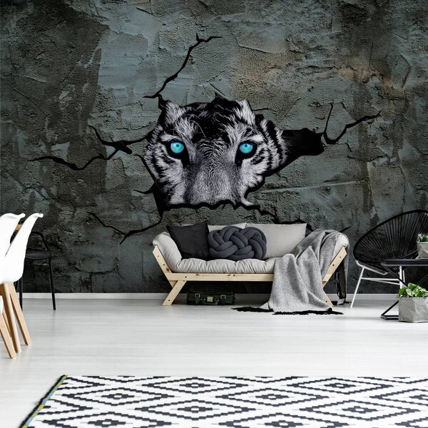 Fototapeta - Tygr s modrýma očima (152,5x104 cm)