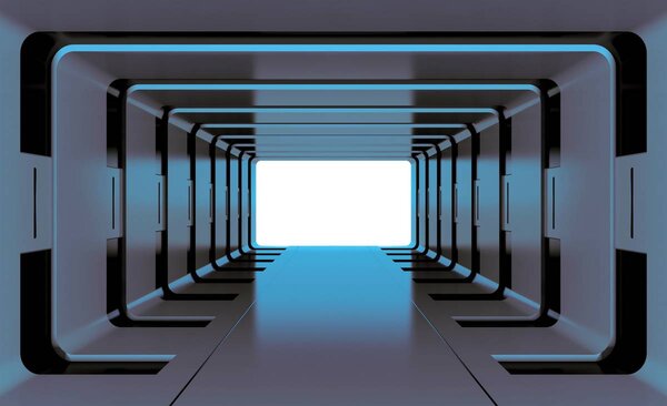 Fototapeta - Modrý 3D tunel (152,5x104 cm)