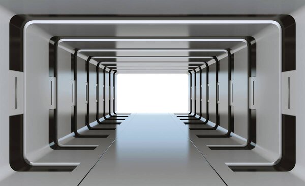 Fototapeta - 3D stříbrný tunel (152,5x104 cm)