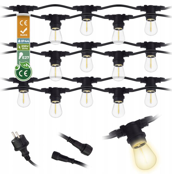Zahradní girlanda 15m + 16x 1W LED žárovka BERGE