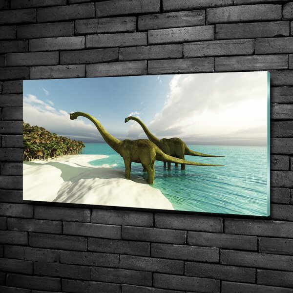 Foto obraz sklo tvrzené Dinozaury na pláži osh-19541737