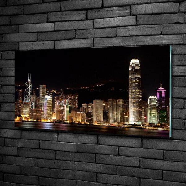 Foto obraz sklo tvrzené Noční Hongkong osh-25184002