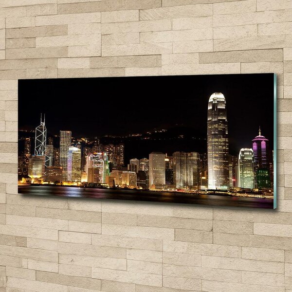 Foto obraz sklo tvrzené Noční Hongkong osh-25184002