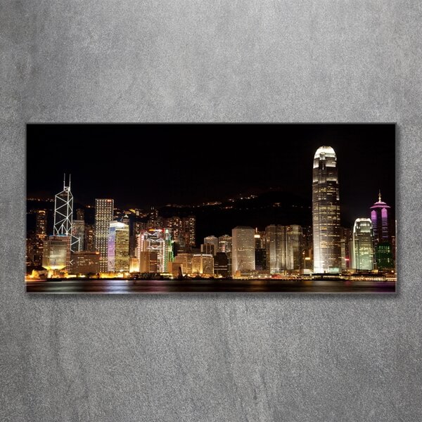 Foto obraz sklo tvrzené Noční Hongkong osh-25184002