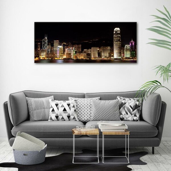 Foto obraz sklo tvrzené Noční Hongkong osh-25184002