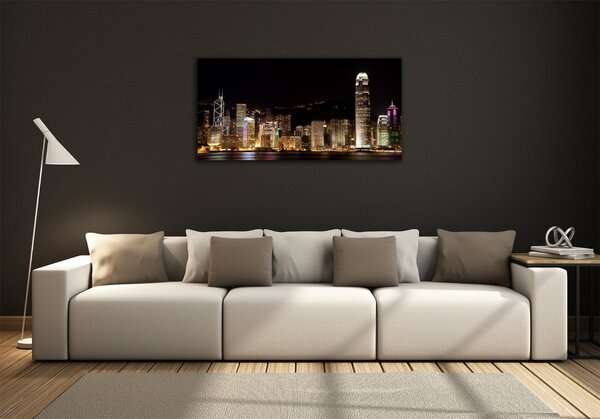 Foto obraz sklo tvrzené Noční Hongkong osh-25184002
