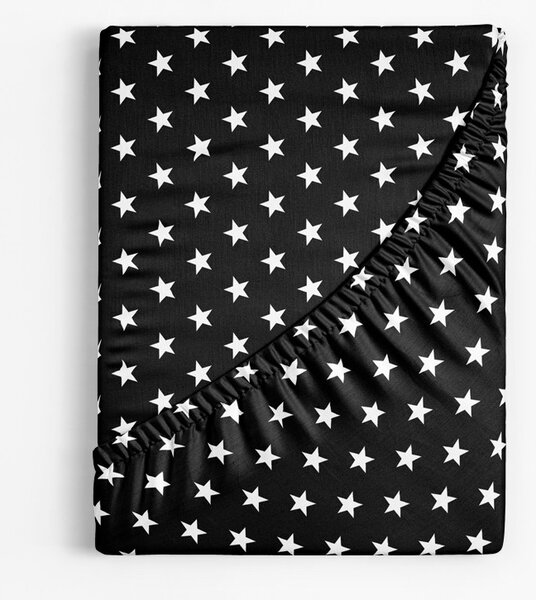 Goldea dětské bavlněné napínací prostěradlo - vzor bílé hvězdičky na černém 90 x 200 cm