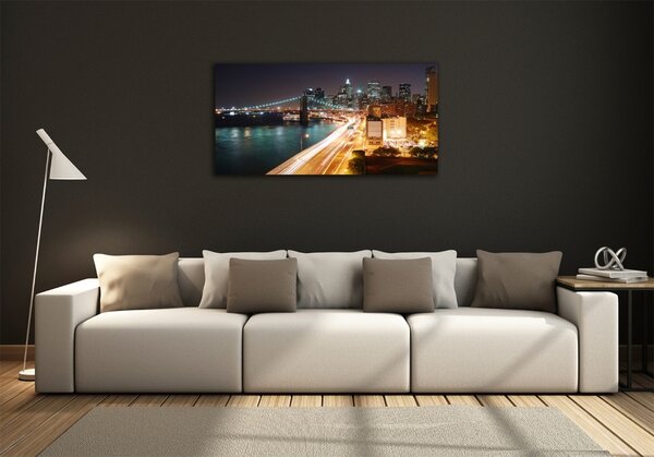 Moderní skleněný obraz z fotografie New York noc osh-26643680