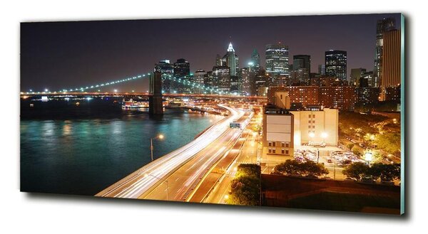 Moderní skleněný obraz z fotografie New York noc osh-26643680