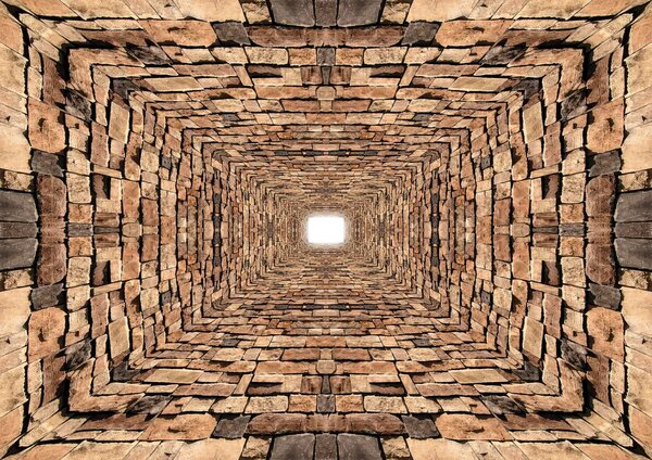 Fototapeta - Tunel 3D kamenů (152,5x104 cm)