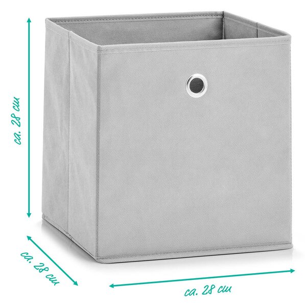Textilní úložný box, šedý, 28 x 28 cm