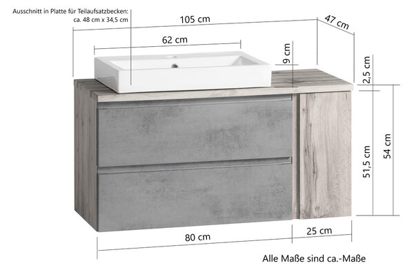 SKŘÍŇKA S UMYVADLEM, 105/65/47 cm Held - Koupelnové série, Online Only