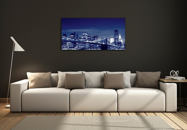 Moderní skleněný obraz z fotografie New York noc osh-33616202