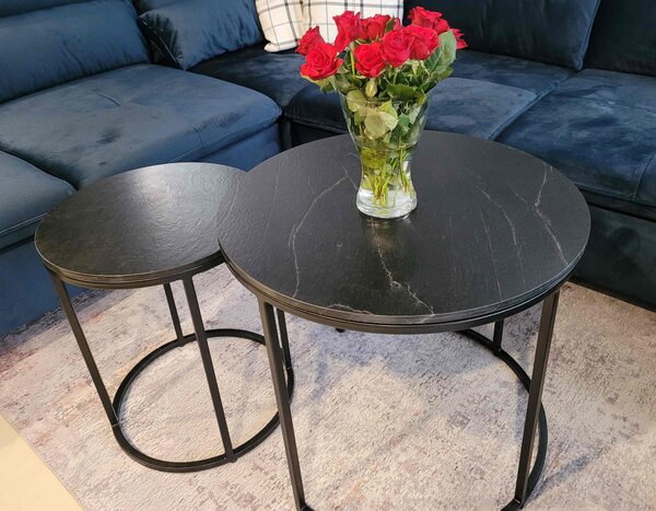 Konferenční stolek křemenec přírodní kámen Shadow set 60/45 Barva: Černý