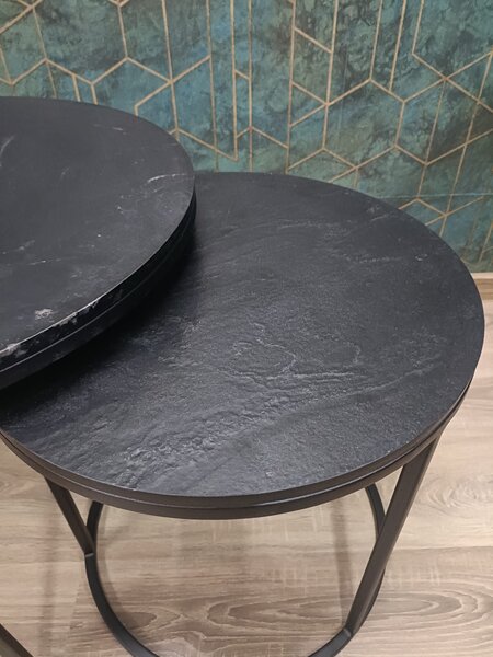 Konferenční stolek křemenec přírodní kámen Shadow set 60/45 Barva: Černý