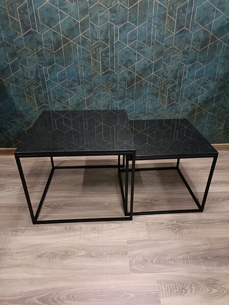 Konferenční stolek žula Star Galaxy Set 60/50 Barva: Černý