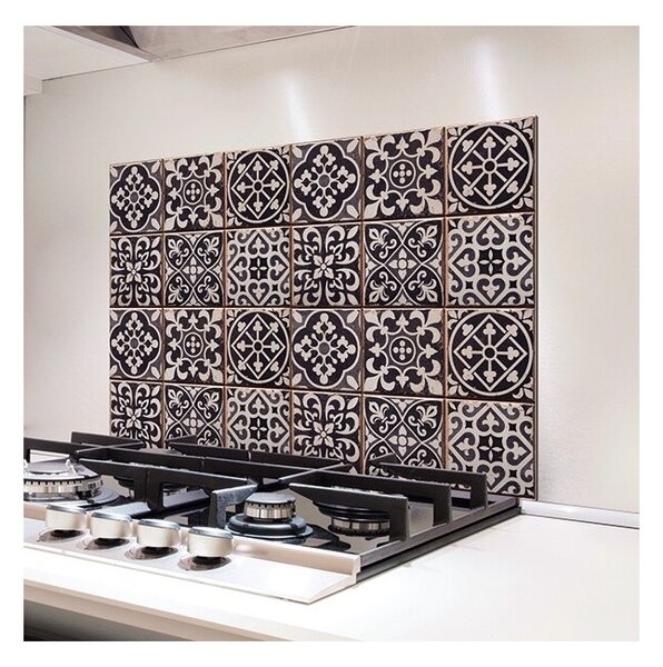 Samolepicí kuchyňský panel Crearreda KP Tiles Azulejos 67253 Černé malované portugalské dlaždičky azulejos