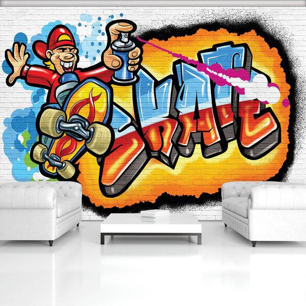 Fototapeta - Barevné Graffiti - skateboard (152,5x104 cm)