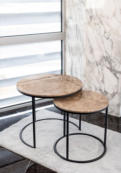 Konferenční stolek Mramor Emperador Set 60/45 Barva: Černý