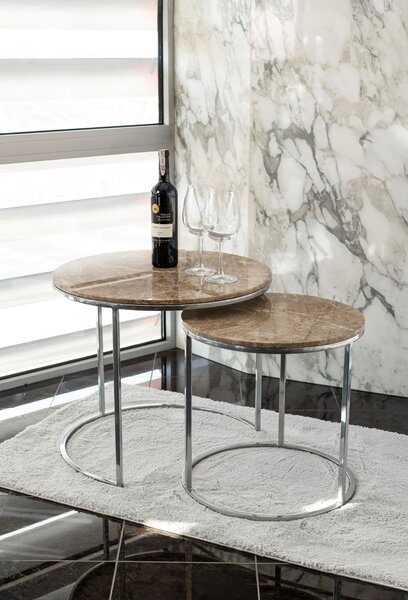 Konferenční stolek Mramor Emperador Set 60/45 Barva: Černý