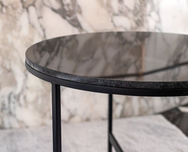 Konferenční stolek žula Nero Set 60/45 Barva: Černý