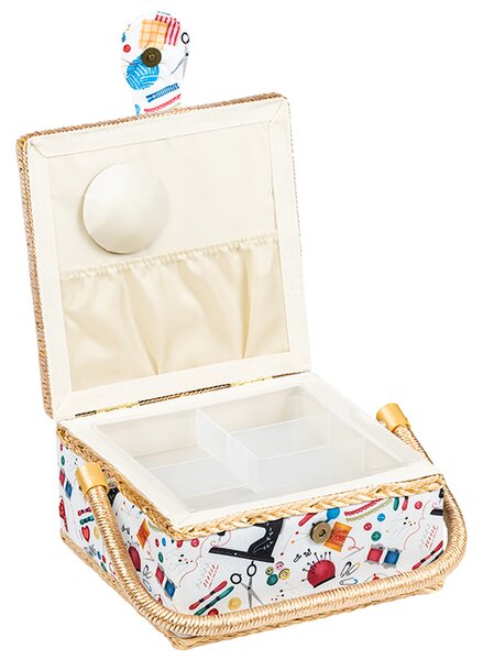 BELLATEX BOX na šití Režná, Červená, Bílá 19x19x10, 5 cm