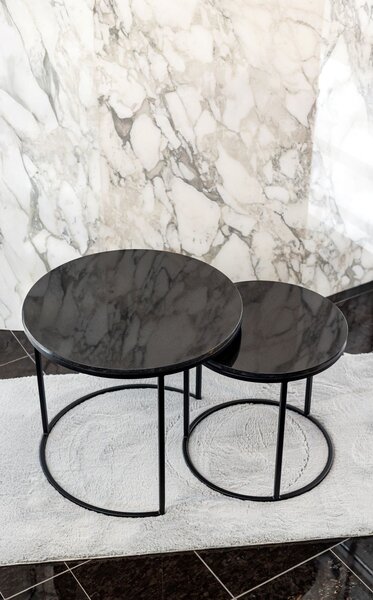 Konferenční stolek žula Nero Set 60/45 Barva: Černý