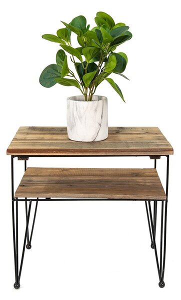 Černo-hnědý antik kovový odkládací stolek - 46*36*47 cm - Clayre & Eef