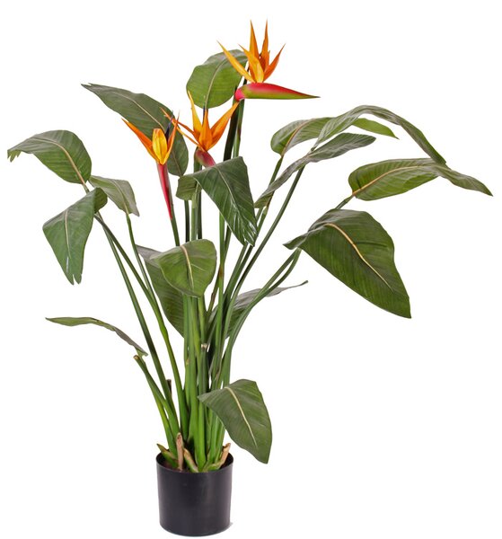 Umělá květina Strelitzia luxe v květináči, 3 květy, 110cm