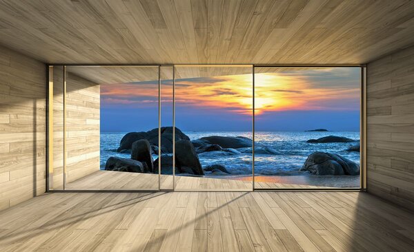 Fototapeta - Moderní dům u moře (254x184 cm)