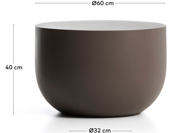 Kave Home Hnědý cementový zahradní stolek Garbet 60 cm