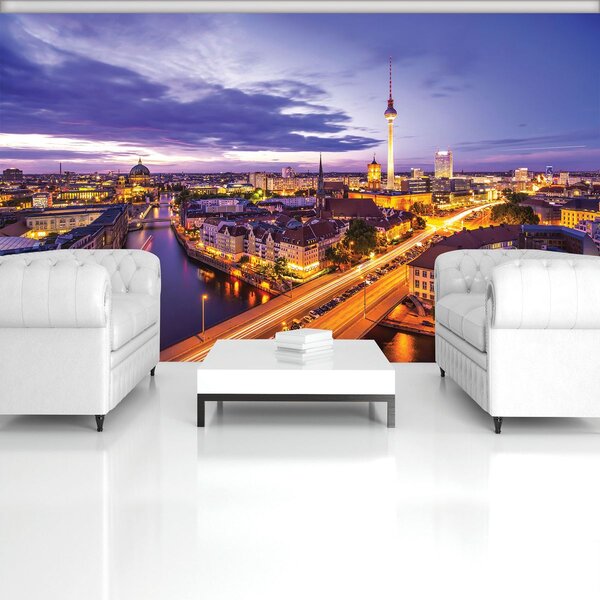 Fototapeta - Berlínské panorama v noci (152,5x104 cm)