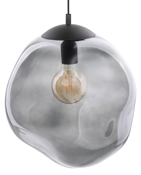 TK Lighting Černý závěsný lustr SOL s kouřovým stínidlem 350mm pro žárovku E27 TK4264